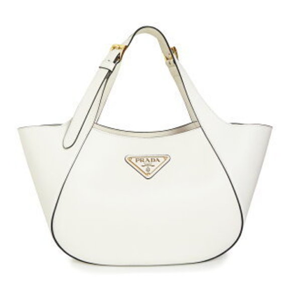 Prada Leather Tote Handbag Calfskin BIANCO White - Picture 1 of 9